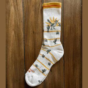 Bird Collective Desert Roadrunner Socks Recycled Cotton Sand S 5.5-9 Made In USA
